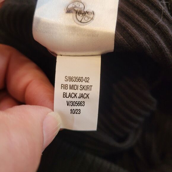 Old Navy Rib Knit Midi Skirt Large Black Fitted Pencil Side Slit Pull On NEW TAG - Picture 9 of 14